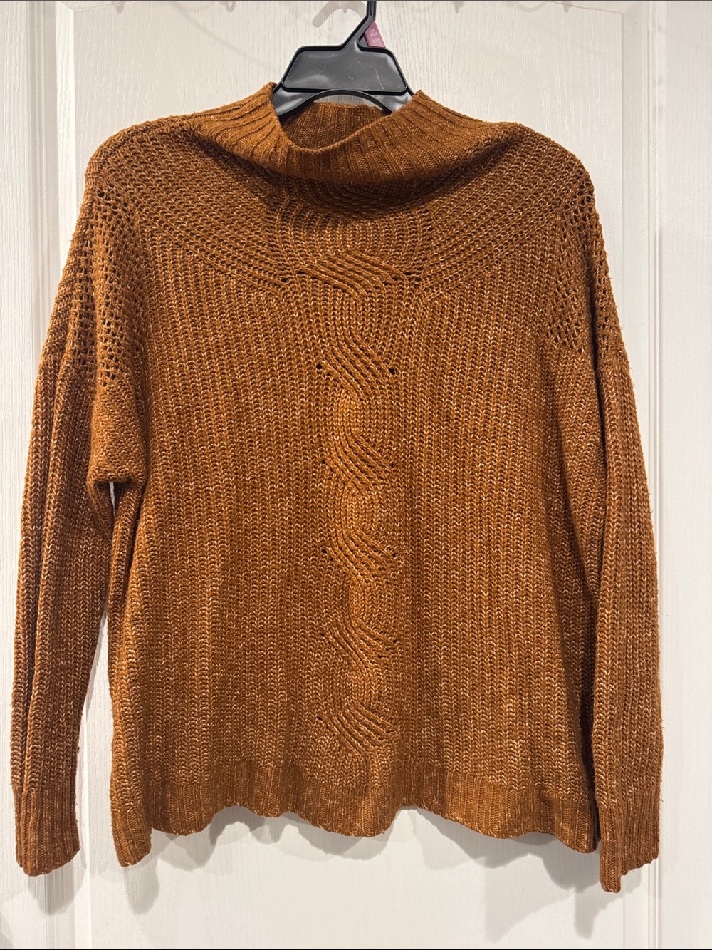 Maurice’s 0X Rust Brown Open Knit Mock Neck Sweater